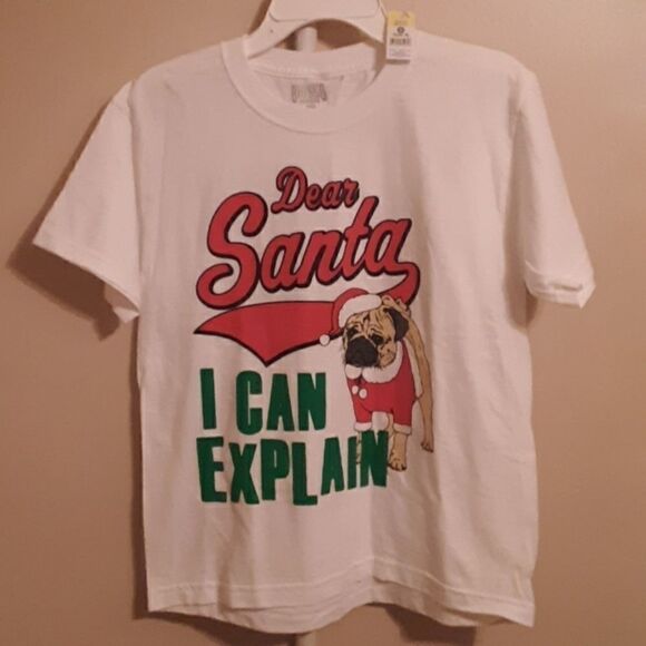 NWT DEAR SANTA CHRISTMAS PUG SHORT SLEEVE TEE M - Picture 1 of 4